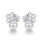 Brincos de pérolas Lryusca Flower Design em prata 925 para mulheres Brincos de pérolas Lryusca Flower Design em prata 925 para mulheres