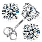 Brincos de Ponto Moissanite UnicoRing 2 CTW Ouro Branco 18K Brincos de Ponto Moissanite UnicoRing 2 CTW Ouro Branco 18K