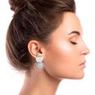 Brincos de Pressão Argola com Pérolas Prateado Fashion -