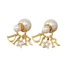 Brincos De Tarraxa Femininos Retrô Com Contas E Tira Dupla: Design Luxuoso, Elegante, Moderno E