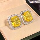 Brincos de Zircônia Cúbica Amarela - Elegantes e Brilhantes para Festa