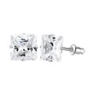 Brincos De Zircônia Cúbica Quadrada De Aço Inoxidável Com 4 Garras Para Homens E Mulheres 4 5 6 7mm