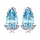 Brincos De Zircônia Cúbica Rosa E Azul Para Mulheres, Em Formato De Pêra, Joias De Luxo Para Festas
