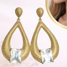 Brincos Dondocas - Dourado com pedra colorida Cor:Prata