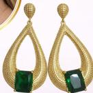 Brincos Dondocas - Dourado com pedra colorida Cor:Verde