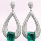 Brincos Dondocas - Prata com pedra Cor:Verde