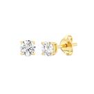 Brincos dourados, diamante de laboratório de 0,5 quilates, prata banhada a ouro 14 quilates
