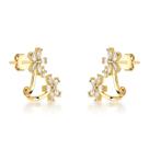 Brincos Earcuff Banhados a Ouro 18k com Design de Zircônias Cristais