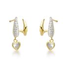 Brincos Elegance - Delicados Banhados a Ouro 18k com Pendente de Coração em Zircônia Cristal