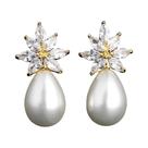 Brincos Elegantes De Pérola Com Zircônia Para Mulheres, Joias Para Casamento E Festas