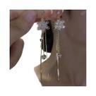 Brincos Elegantes De Zircônia Em Forma De Floco De Neve Com Franjas Longas Para Mulheres E Homens,