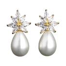 Brincos Elegantes De Zircônia Para Noivas Com Design De Floco De Neve, Moda Coreana Com Pérolas