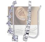 Brincos Elensan 7 Crystals Ear Cuffs Hoop Climber S925 Silver