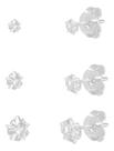 Brincos Estrela Prata 925 Trio Zircônia 3 Tamanhos 3mm 4mm 5mm