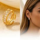 Brincos Feminino Argola Cravejada Zircônia Banhado Ouro 18k Acessórios