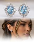 Brincos Feminino Boton Azul Minimalista Cravejada Zirconia Banho Prata Delicada Luxo Casual Brincos Feminino Boton Azul Minimalista Cravejada Zirconia Banho Prata Delicada Luxo Casual