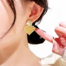 Brincos Feminino Delicado Coração Strass Amarelo Sobrepor -