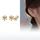 Brincos Feminino Flor Minimalista Cravejada Zirconia Banho Ouro Delicada Luxo Casual Brincos Feminino Flor Minimalista Cravejada Zirconia Banho Ouro Delicada Luxo Casual