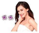 Brincos Feminino Flor Pedras Strass Sobrepor Delicado Festa -