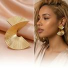 Brincos Feminino Geométrico Dourado Estilo Luxo Casual