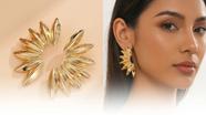 Brincos Feminino Geométrico Dourado Estilo Luxo Casual