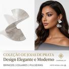 Brincos Feminino Geométrico Prata Estilo Luxo Casual