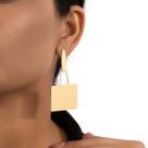 Brincos Feminino Luxo Festas Quadrado Dourado - Brincos Feminino Luxo Festas Quadrado Dourado -