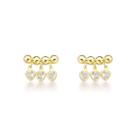 Brincos Femininos Banhados a Ouro 18k com Esferas e Corações de Zircônia Brincos Femininos Banhados a Ouro 18k com Esferas e Corações de Zircônia