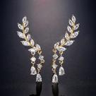 Brincos Femininos De Moda Com Pingente De Folha E Borla, Zircônia Cúbica, Joia Para Casamento E