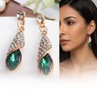Brincos Femininos Gota Verde Esmeralda Zircônia Banhado Ouro Estilo Luxo Casual