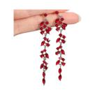 Brincos Femininos Longos Com Franjas E Folhas De Diamante, 2 Peças, Acessórios Para Vestidos De