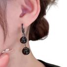 Brincos Femininos Pendentes Pérola Negra Moda Coreana -