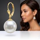 Brincos Femininos Perola Luxo Pino Prata 925 14 mm