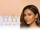 Brincos Femininos Perola Luxo Pino Prata 925 Banho Ouro ou Prata cor:ouro