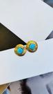 Brincos folheado a ouro e prata boho chique com pedra tifany