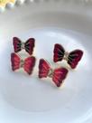 Brincos folheados a ouro esmaltado modelo gravata borboleta