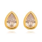 Brincos Gota Com Ponto De Luz Zircônia 8mm Banhado A Ouro 18K Brincos Gota Com Ponto De Luz Zircônia 8mm Banhado A Ouro 18K
