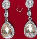 Brincos Gotas d' Cristal Champagne 5cm Folh a Ouro