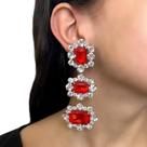 Brincos Grandes De Cristal Vermelho Para Mulheres, Joias De Casamento Africanas Com Strass, Presente