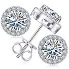 Brincos Gugots Moissanite Halo 0,8 quilates 4,5 mm* 2 em ouro branco de 18 quilates