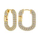 Brincos Huggie Hoop Em Aço Inoxidável Com Zircônia CZ Banhados a Ouro Para Mulheres, Joias