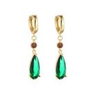 Brincos HYXITVCG Castelo Animado com Cristal Verde Brincos HYXITVCG Castelo Animado com Cristal Verde