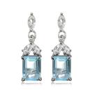 Brincos Ice Gems, prata esterlina, topázio azul, pendente