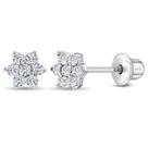 Brincos In Season Jewelry 925 Sterling Silver Flower CZ 5mm