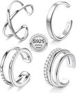 Brincos JeryWe 4 Peças 925 Prata Esterlina Ajustáveis Ear Cuff Brincos JeryWe 4 Peças 925 Prata Esterlina Ajustáveis Ear Cuff