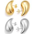 Brincos KunxQing Teardrop Gold/Silver Chunky Hoop para mulheres