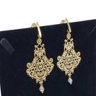 Brincos Lanternim Rendado Com Bolas Banho De Ouro 18k 3130