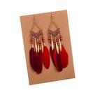 Brincos Longos Coloridos Boho Com Franjas De Plumas E Contas Para Mulheres
