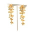 Brincos Longos De Folha De Metal Dourada Com Design Floral, Estilo Vintage, Para Mulheres, Presente