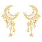 Brincos Lua Dourado Strass Sobrepor Delicado Feminino Festa -